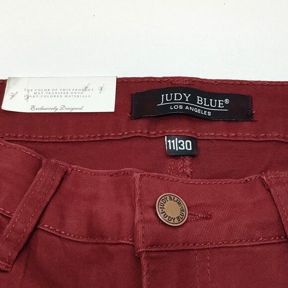 Judy Blue Los Angeles Skinny Fit High Waist Jeans 11/30 Wine Red 98% Cotton NWT - Picture 8 of 12